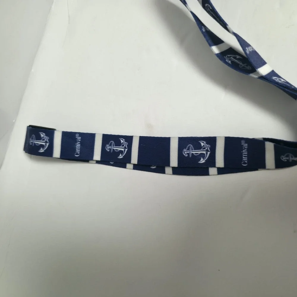 Carnival Cruise Line Lanyard Blue White Anchor Ship Wheel Charm ID Badge Holder